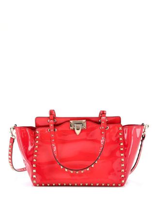 Valentino Garavani Rockstud Tote Soft Patent Medium satchel - Rosso