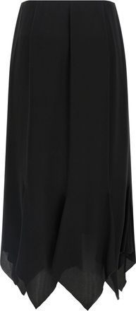 Valentino Garavani Womens Black Silk Midi Skirt