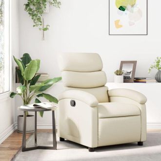 vidaXL Sill&oacute;n Reclinable De Piel Sint&eacute;tica Color Crema Vidaxl