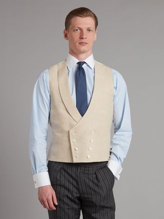 Oliver Brown Pure Silk Double Breasted Waistcoat - Ivory
