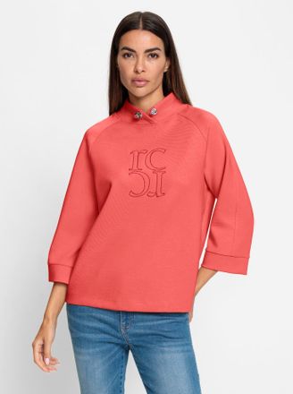Heine Sweatshirt HEINE, Damen, Gr. 34, orange (koralle), 50% Modal, 44% Polyester, 6% Elasthan, unifarben, Rundhals, Sweatshirts Sweatshirt