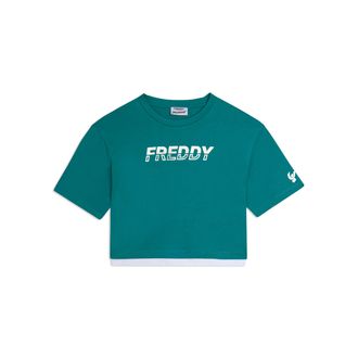 Freddy T-shirt cropped con inserto a contrasto e logo perlato