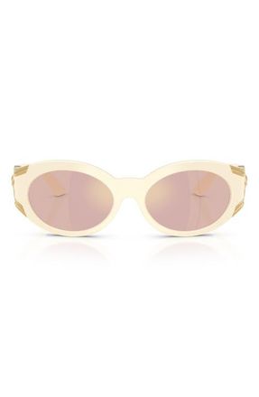 Versace 55mm Oval Sunglasses in Milk /Pink Mirror Gold at Nordstrom