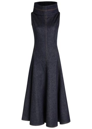 Jacquemus La Triangle De-nîmes Panelled Midi Dress - Navy - 38 (UK10 / S)
