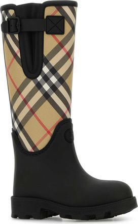 Burberry Womens Printed Rubber Marsh Stamp Boots Black Stivali