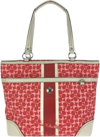 Coach Pre-owned PVC Leren Schoudertote Tas - Dames - Vintage Shopper - Roze - ONE Size - Leer - Vintage