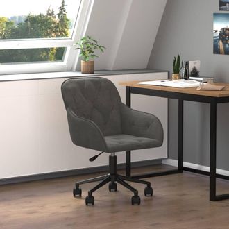 vidaXL Sedia Da Ufficio Girevole In Velluto Grigio Scuro - Vidaxl