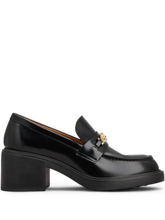 Tod's chain-detail heeled loafers - women - Calf Leather/Calf Leather/Rubber - 38.5 - Black