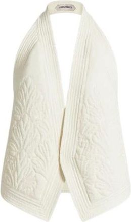 Alberta Ferretti Geborduurde Gilet - Dames - Tops zonder mouwen - Wit - S - Leer - Tops
