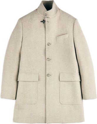 Fay Tailored Herringbone Stand Collar Flap Pocket Coat
