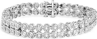 House of Brilliance 925 Sterling Silver 2.0 Cttw Miracle Set Diamond 2 Row Link Bracelet - 7 Inches
