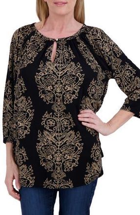 Lucky Brand Floral Raglan Sleeve Top in Black Multi at Nordstrom Rack, Size 1X