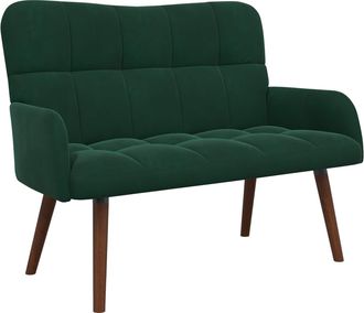 vidaXL Sof&aacute; De 2 Plazas Verde Oscuro 115 X 61 X 87 Cm Terciopelo Vidaxl