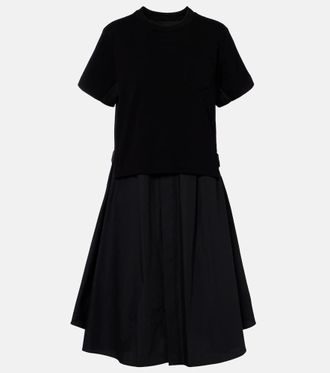 sacai Cotton poplin and jersey maxi dress