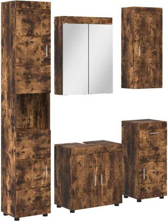 vidaXL Juego De Muebles De Ba&ntilde;o Con Caj&oacute;n Tulum Roble Ahumado Vidaxl