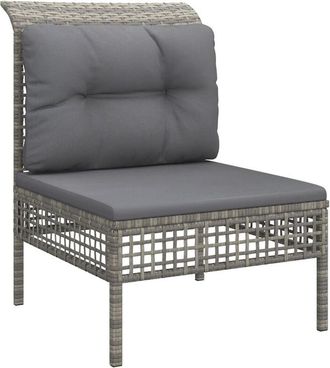 vidaXL Sof&aacute; Central De Jard&iacute;n Con Coj&iacute;n Rat&aacute;n Sint&eacute;tico Gris Vidaxl