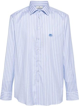 Etro Pegaso motif-embroidered cotton shirt - men - Cotton - 40 - Blue