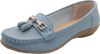 Jo & Joe Ladies LR Nautical Loafer Flatform Shoes Baby Blue UK 4