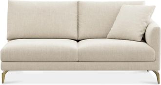 Castlery Lena Right Arm 2 Seater Sofa Customized, (Performance Linen Weave) Cream (Brass Legs), Spill Resistant, Removable Covers for Sofas by Castlery