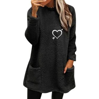 Generic Womens Plush Jumpers Long Sleeves Ladies Jumpers Plush Top for Women UK Lightweight Ladies Sweater Soft Comfortable Plain Fleece Pullover Solid Color 