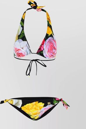 Dolce & Gabbana floral-print halterneck bikini set