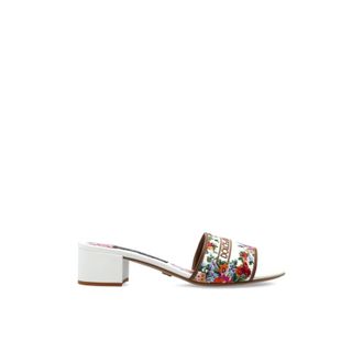 Dolce & Gabbana Schoenen, Dames, Veelkleurig, 36 EU, Leer, Heeled mules met bloemenmotief