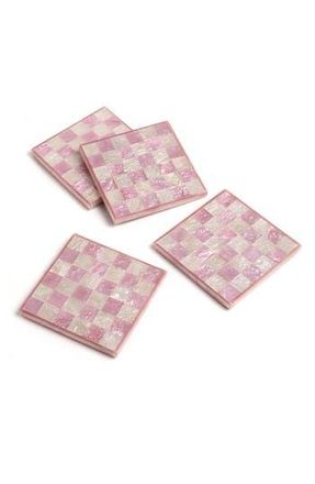 Tiramisu Set of 4 Checkered Resin Coasters in Pink at Nordstrom Rack
