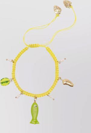 Alemais macrame bracelet with fish and pearl charms