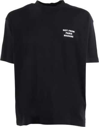 Dr&ocirc;le de Monsieur T-shirt met slogan in blokletters - Heren - T-shirts - Zwart - M - Tops