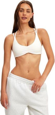 Cotton On Womens Active Ultra Soft Scrunch Front Strappy Crop in Coconut Milk at Nordstrom, Size Medium