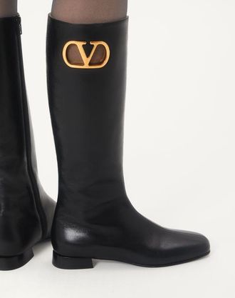 Valentino Garavani Stivale Vlogo Signature In Capretto 20Mm Donna NERO 35.5
