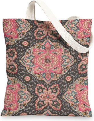 Generic Bohemian Canvas Tote Bag, Vintage Reusable Grocery Bags, Lightweight Gray Shoulder Strap Bags, Gray, 13x15 Inch