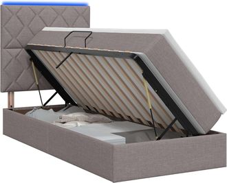vidaXL Cama De Almacenamiento Led Con Colch&oacute;n Topo 100 X 200 Cm Tela Vidaxl