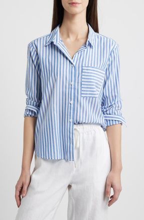Beach Lunch Lounge Candy Stripe Cotton Blend Button-Up Shirt in Bond Street at Nordstrom, Size X-Small