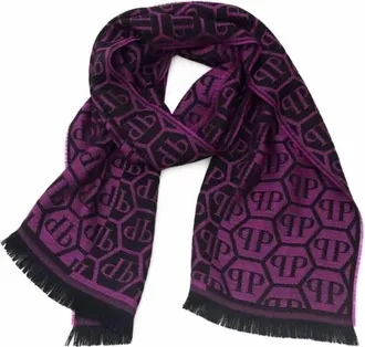 Philipp Plein Unisex Logo Scarf In Dark Purple