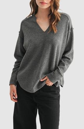All in Favor Textured Knit Henley Top in Charcoal at Nordstrom Rack, Size X-Small