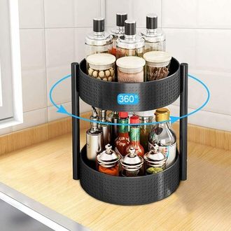 OEM Plateau Tournant - Etagere A Epices 2 Niveaux - Diametre 25 Cm - Antiderapant - Pour Plan De Travail Cuisine - 1 Piece