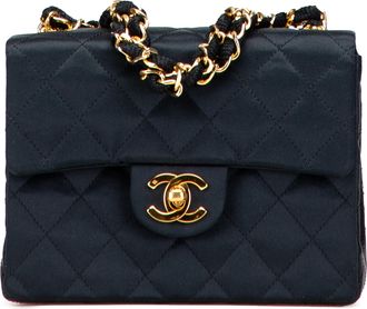 Chanel Pre-owned Womens Classic Flap Mini Quilted Bag - Black Textile - One Size