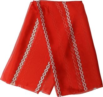Dolce & Gabbana Red Silk Braided Rope Square Foulard Womens Scarf