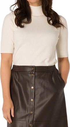 Yest Nerea Short Sleeve Mock Neck Sweater In Ecru