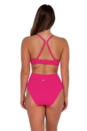 Sunsets Summer Lovin V-Front Bikini Swim Bottoms in Begonia Sandbar Rib at Nordstrom, Size X-Small