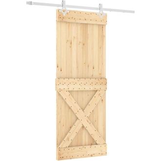 vidaXL Puerta Corredera Con Herrajes Madera Maciza De Pino 80x210 Cm Vidaxl