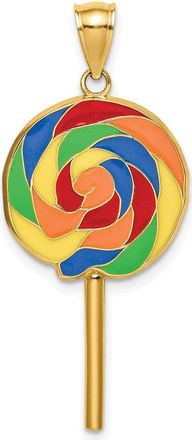 Diamond2Deal 14k Yellow Gold 3-D Multi-Color Enameled Lollipop Charm Pendant