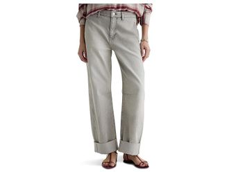 AG - Adriano Goldschmied Mercer High-Rise Cuffed Barrel Jeans in Sensory Womens Jeans Sensory : 27 28.5, Cotton/Denim