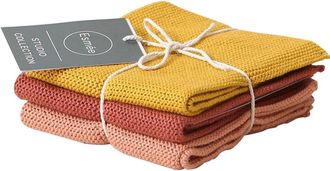 Esmée Reinigungstuch »Set 3 Stück, Gelb/Koralle/Rot« (Baumwolle 25 cmx25 cm 3 Stk. tlg