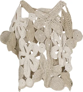 Antonelli Beige Rododendro Cut-Out Linen-Blend Sweater