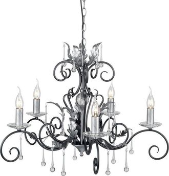 Netlighting Amarilli 5 Light Chandelier Black Silver Floral Leaves Design E14