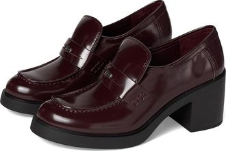 Tory Burch Classic Heel Lug Loafers 50mm Womens Shoes Plum : 10.5 M, Leather