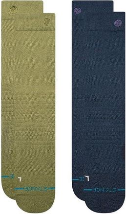 Stance Iconic Mid Poly Snow 2-Pack Crew Cut Socks Shoes Chive : LG (US Mens Shoe 9-13 - Womens Shoe 11-14), Mesh/Nylon/Polyester