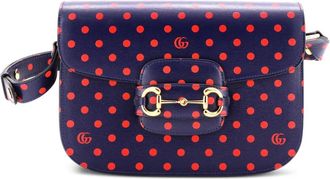 Gucci Horsebit 1955 Printed Leather Small shoulder bag - Blauw
